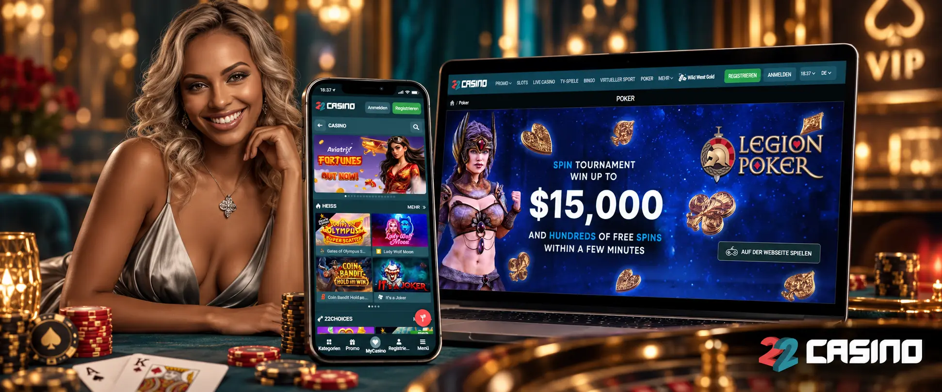 Live Spiele bei 22Casino starten